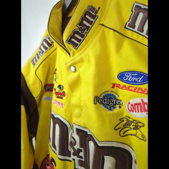 [SOLD] RARE JH DESIGNS Men's Sz XL Yellow M&M Nascar Racing Jacket Elliot Sadler - Picture 3 of 12